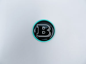 2-component metal tiffany blue Brabus badge logo emblem 55mm for hood scoop Mercedes-Benz W463, W463A, W464 G-Class