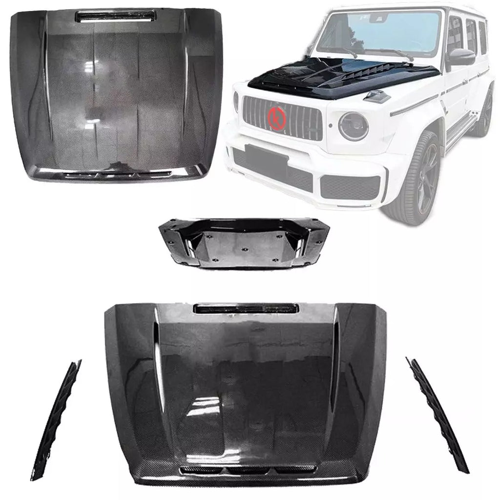 Carbon fiber hood bonnet with liner and ventilation grills for Mercedes-Benz W463A W464 G Wagon G63 G550 2018+