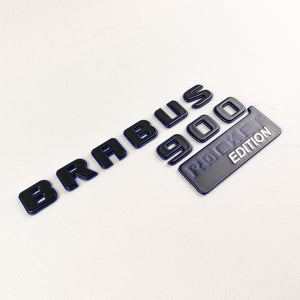 Set mit blauen Brabus 900 ROCKET Edition-Emblemen aus Metall für die Mercedes-Benz G-Klasse W463A