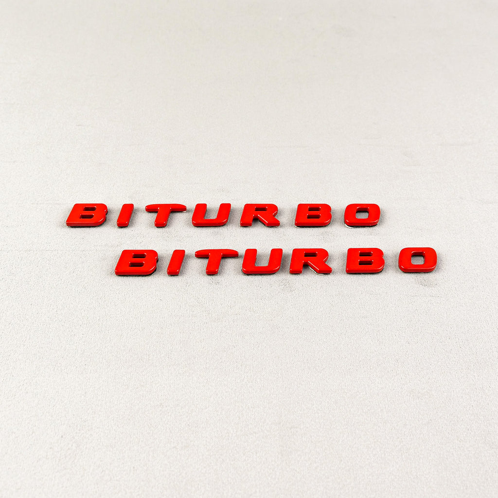 Conjunto de insignias con logotipo lateral Brabus BITURBO de metal rojo para Mercedes-Benz W463A W464 Clase G