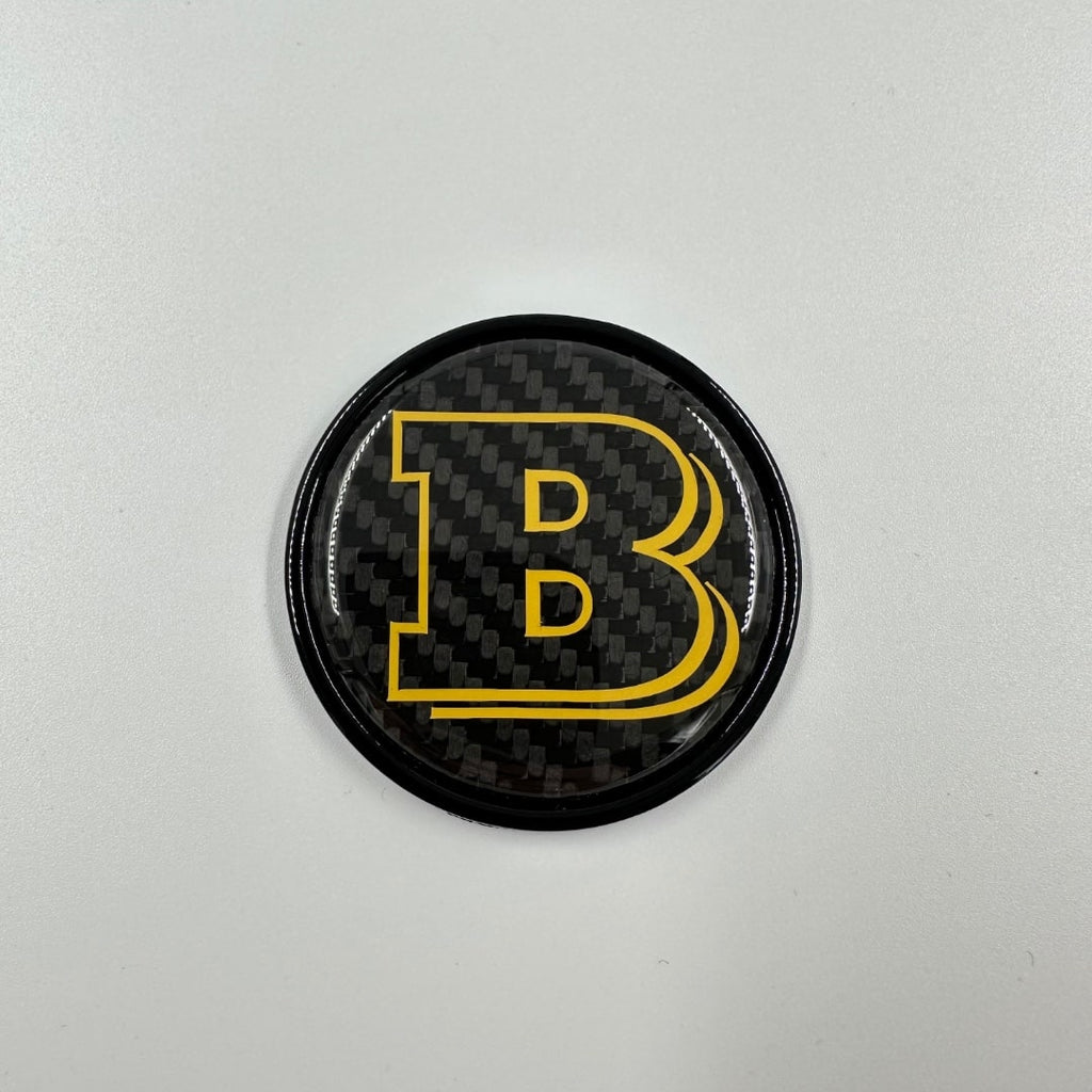 2-component metal carbon yellow Brabus badge logo emblem 55mm for hood scoop Mercedes-Benz W463, W463A, W464 G-Class