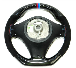BMW E70 E71 Steering Wheel Carbon Fiber Alcantara Stripes Flat Bottom
