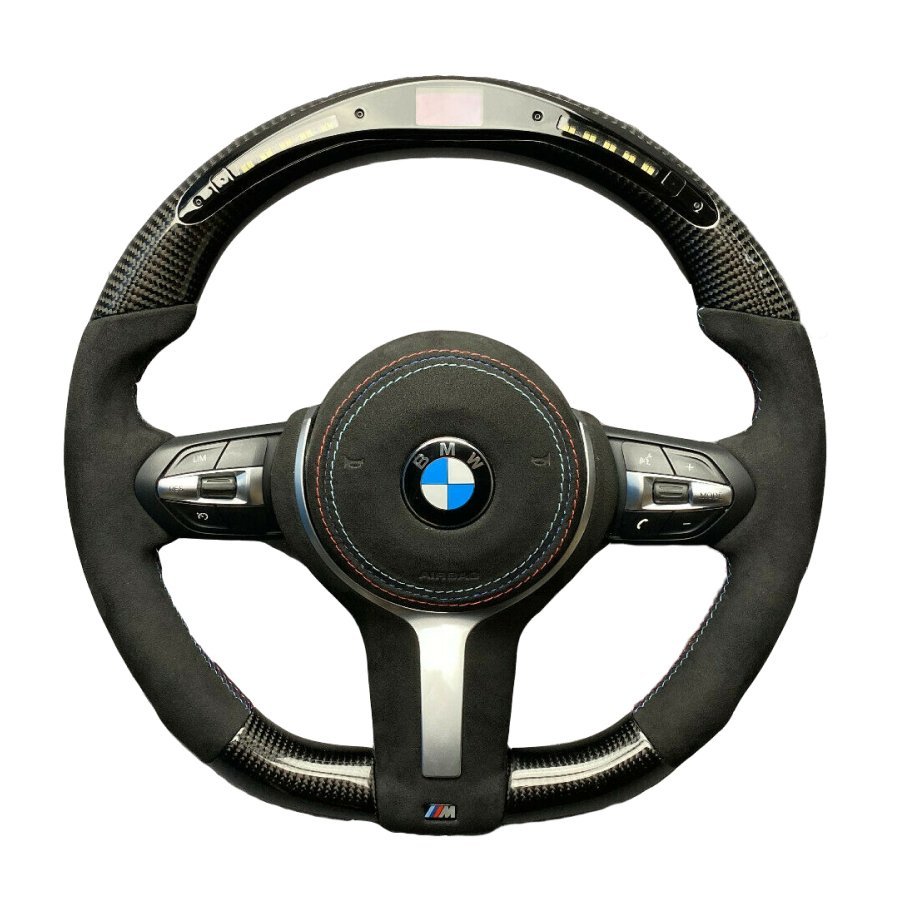 BMW F15 F30 M Style Steering Wheel Carbor Fiber Alcantara LED Flat Bottom