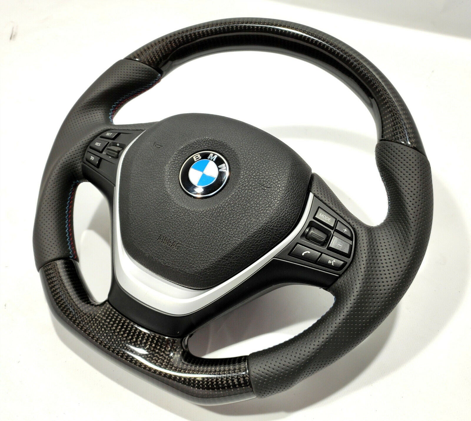 BMW F30 Steering Wheel Carbon Fiber Leather Flat Bottom