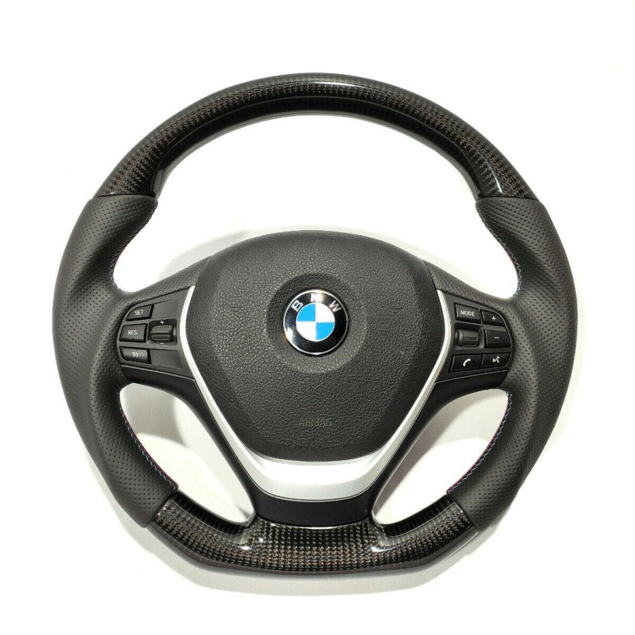 BMW F30 Steering Wheel Carbon Fiber Leather Flat Bottom