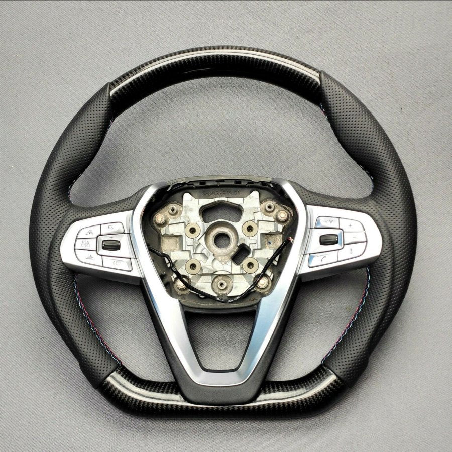 BMW G20 G30 G31 G01 G02 Steering Wheel Carbon Fiber Leather Flat Bottom