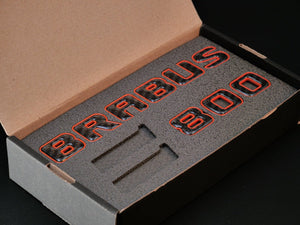 Brabus 800 emblem logo orange metallic with carbon for Mercedes-Benz W463 W463A W464 G-Class