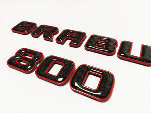 Brabus 800 emblem logo red metallic with carbon for Mercedes-Benz W463 W463A W464 G-Class