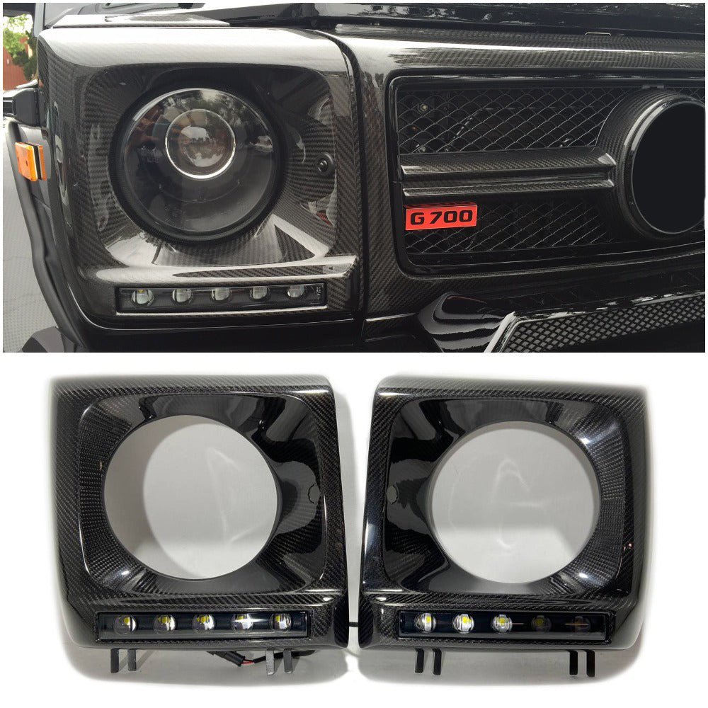 Brabus Carbon Front Headlight Covers with LEDs for Mercedes W463 G Wagon