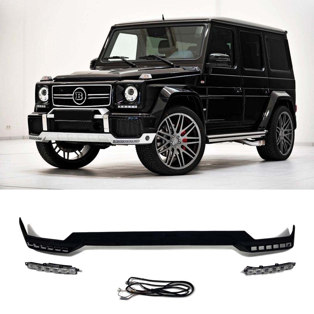 Brabus Fiberglass Front Bumper Diffuser with LED Lights for Mercedes-Benz G-Wagon W463 G63