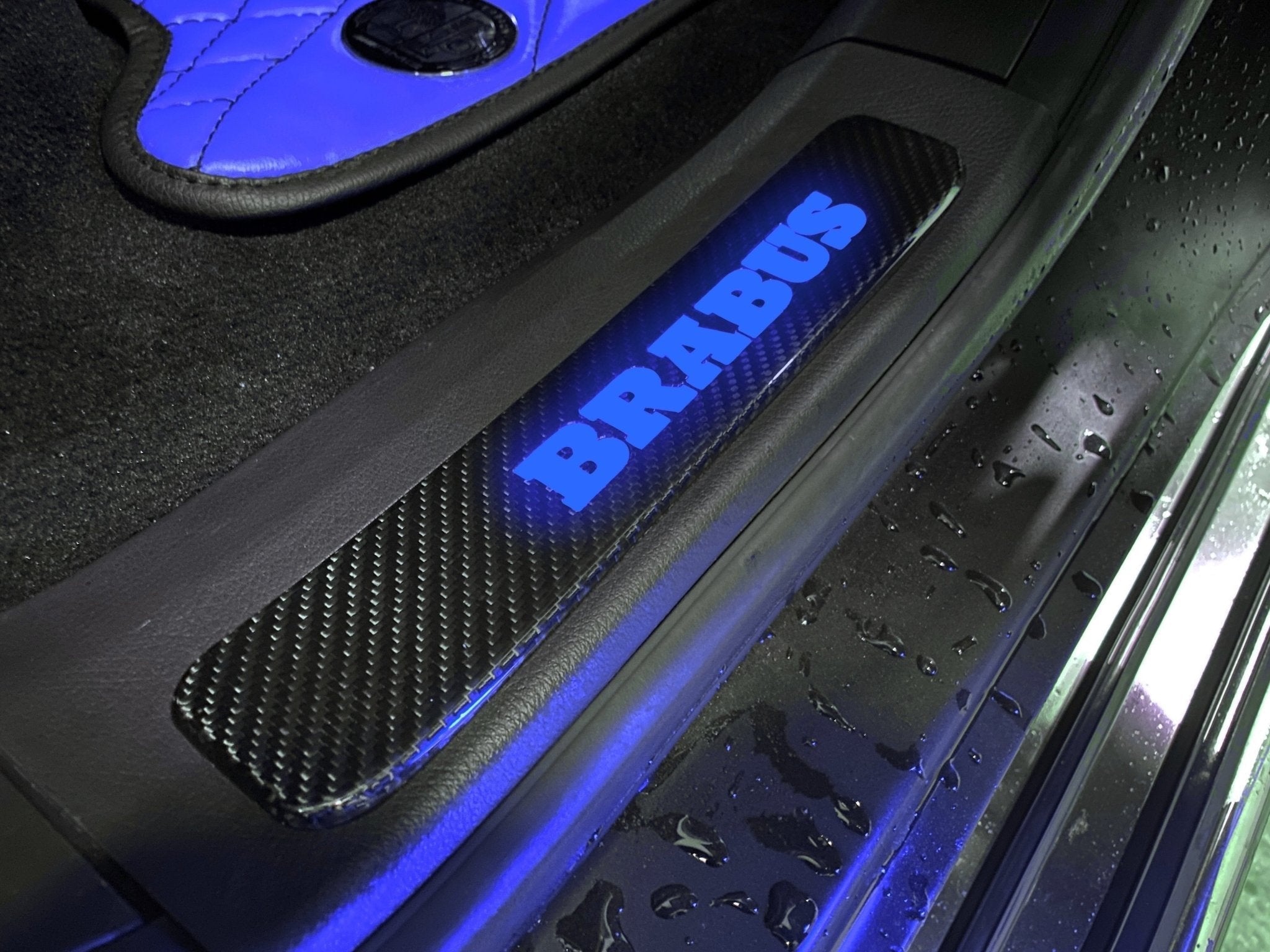 Brabus style Carbon Fiber Door Sills LED blue illuminated for Mercedes-Benz w463a w464 G Wagon
