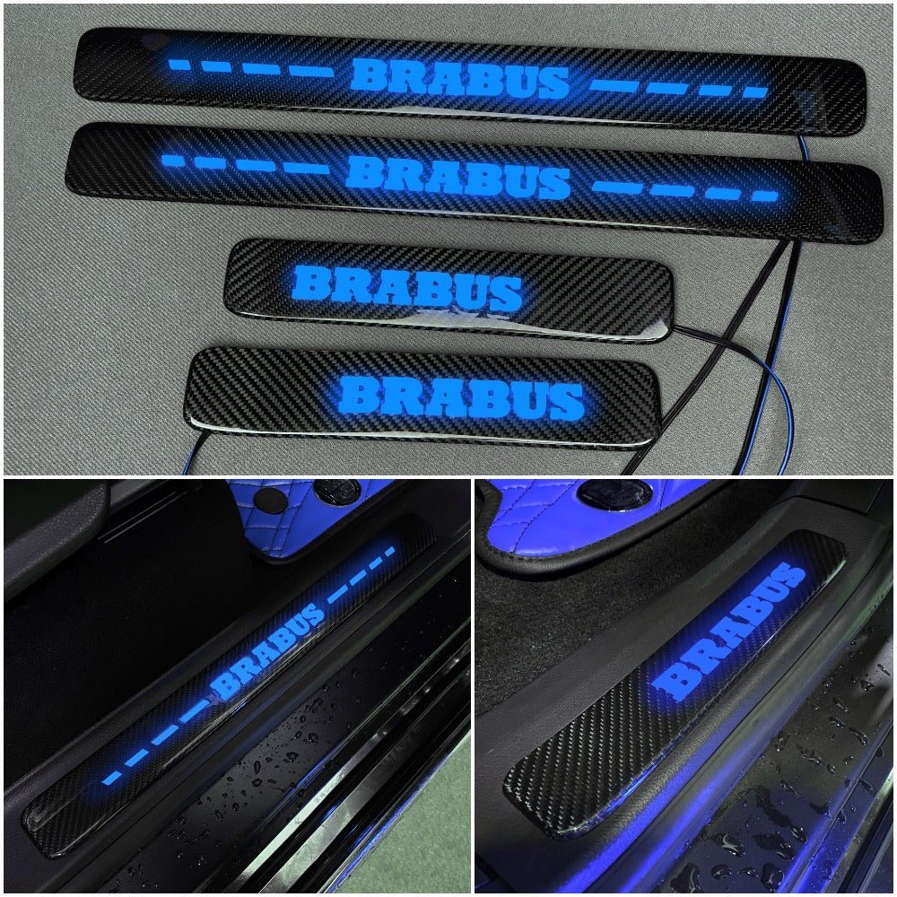 Brabus style Carbon Fiber Door Sills LED blue illuminated for Mercedes-Benz w463a w464 G Wagon