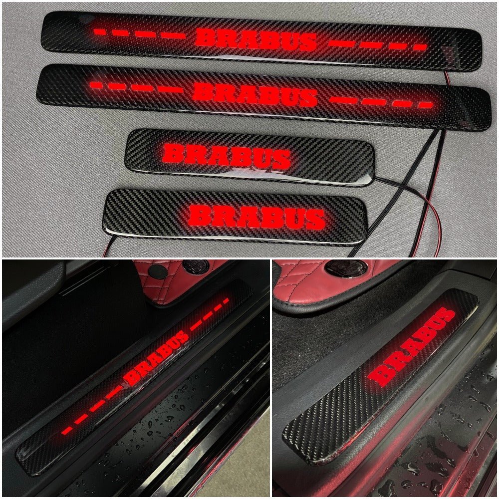 Alféizares de puerta de fibra de carbono estilo Brabus con iluminación LED roja para Mercedes-Benz w463a w464 G Wagon