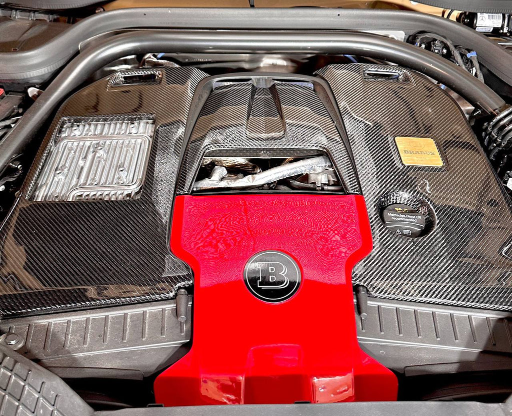 Kohlefaser-Brabus 700-Motorabdeckung mit Abzeichen-Set für AMG Mercedes-Benz W463A W464 G-Wagon G-Klasse G63