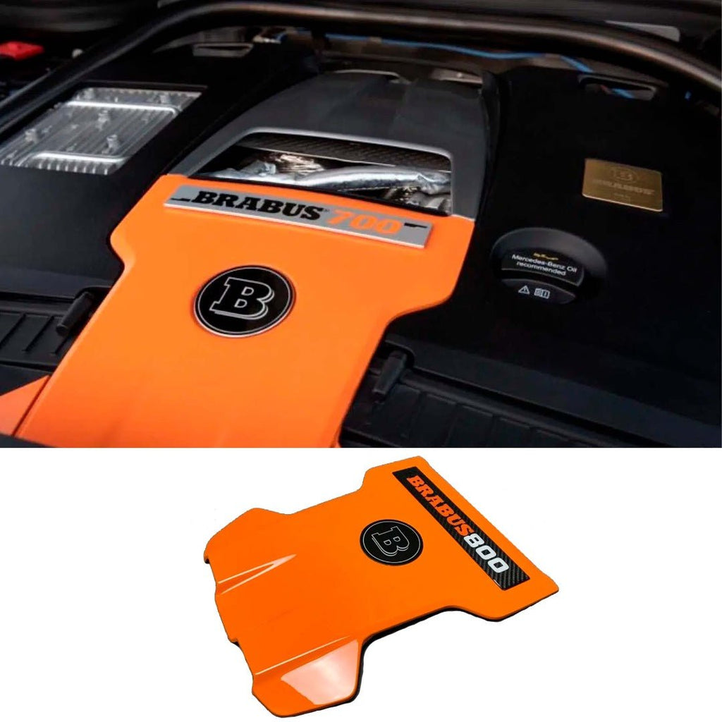 Tapa de motor Brabus Fibra de Carbono naranja para Mercedes Amg Clase G W464 W463a