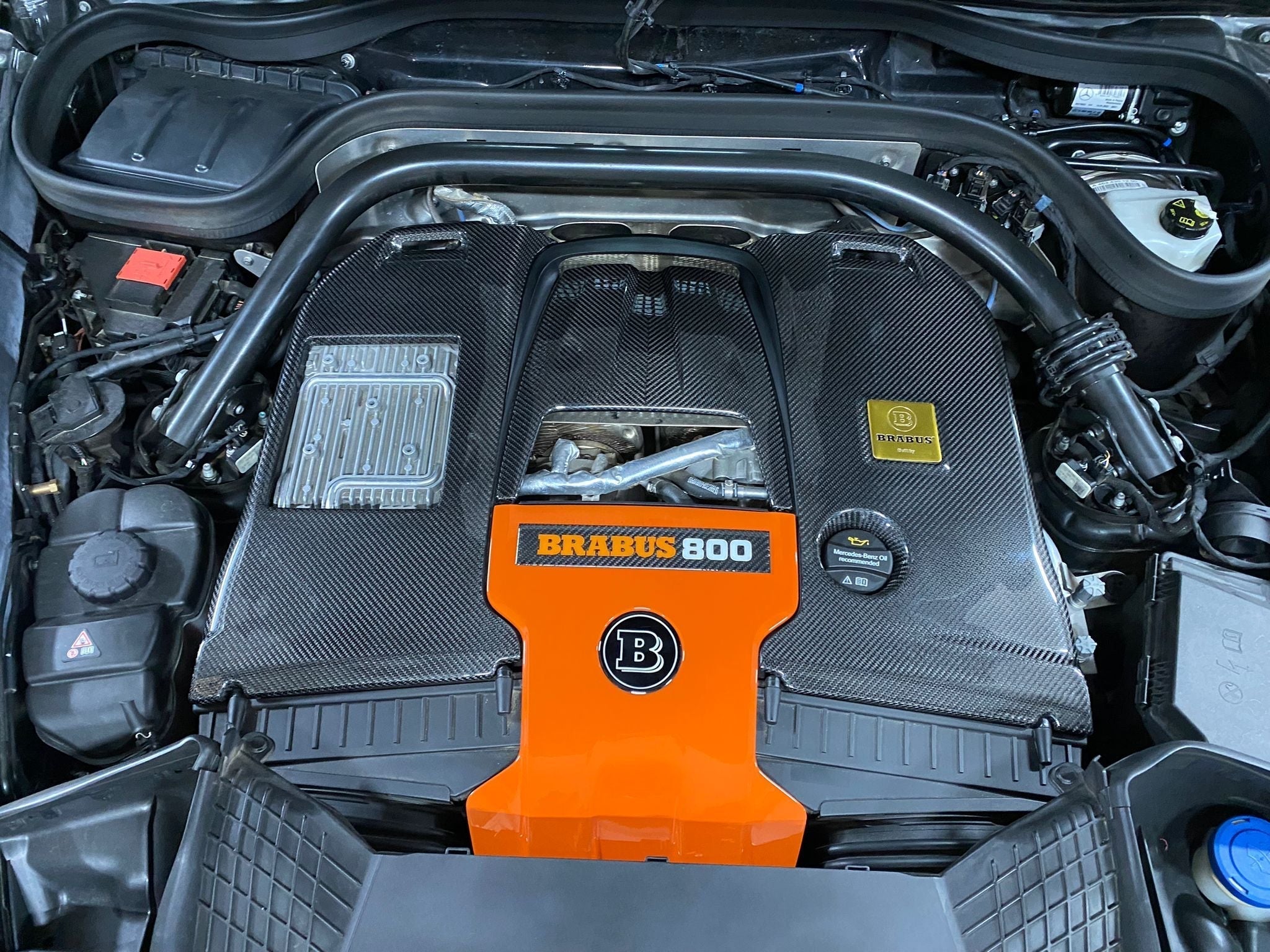Carbon Fiber Brabus orange Engine cover for Mercedes Amg G-Class W464 W463a