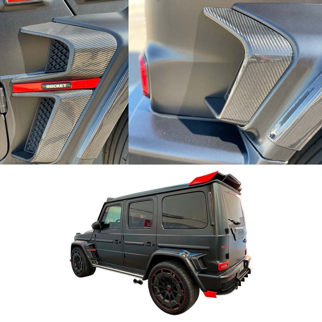 Inserciones de kit de carrocería exterior estilo Brabus Widestar Rocket de fibra de carbono para Mercedes-Benz Clase G W463A