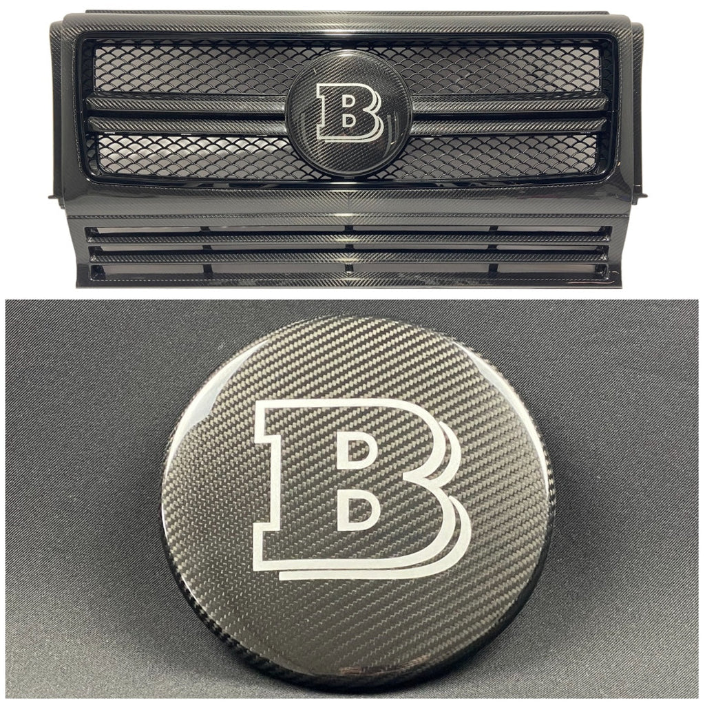 Kohlefaser-Frontgrill, graues Abzeichen, Emblem, Logo von Brabus für Mercedes-Benz G-Wagon, G-Klasse W463