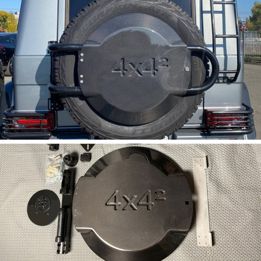 Cubre rueda de repuesto trasera completa en fibra de carbono para Mercedes-Benz W463 G-Wagon 4x4 Cuadrado 