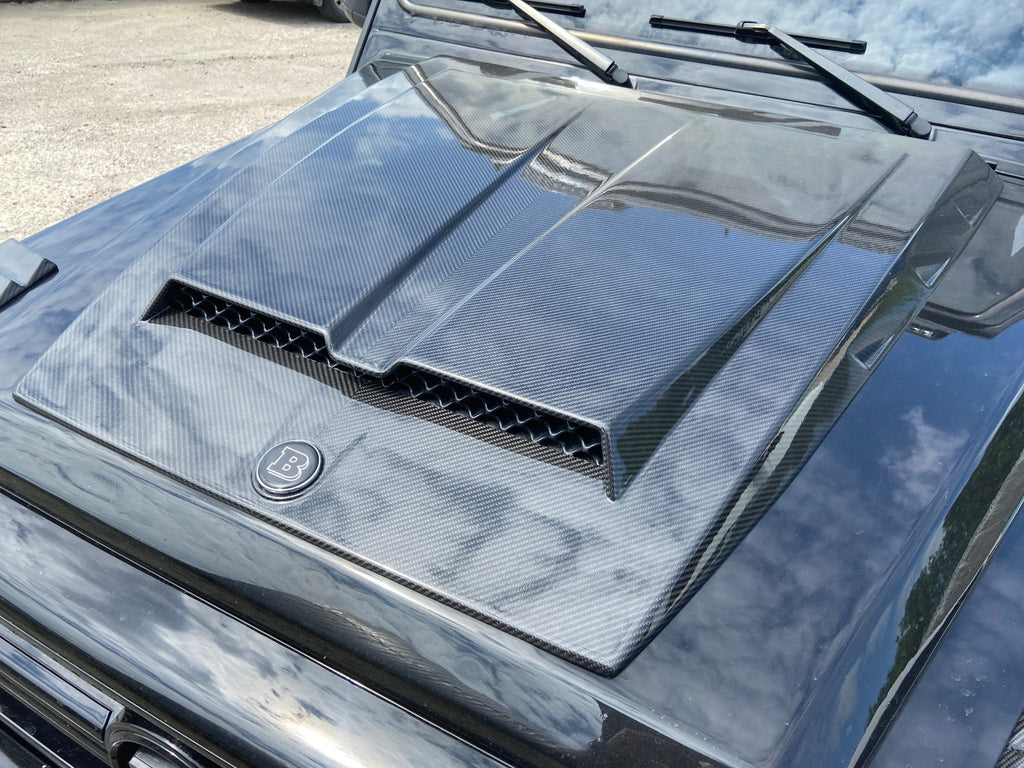 Carbon Hood Scoop with Badge w463 Conversion to w463A Compatible with Mercedes-Benz G-Wagon w463 2pcs