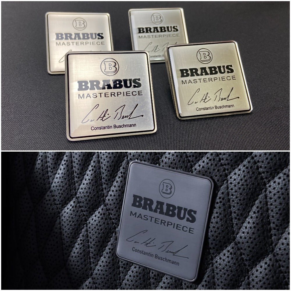 für Mercedes Brabus Masterpiece Metall Silber Sitze Emblem Abzeichen Logo Set 