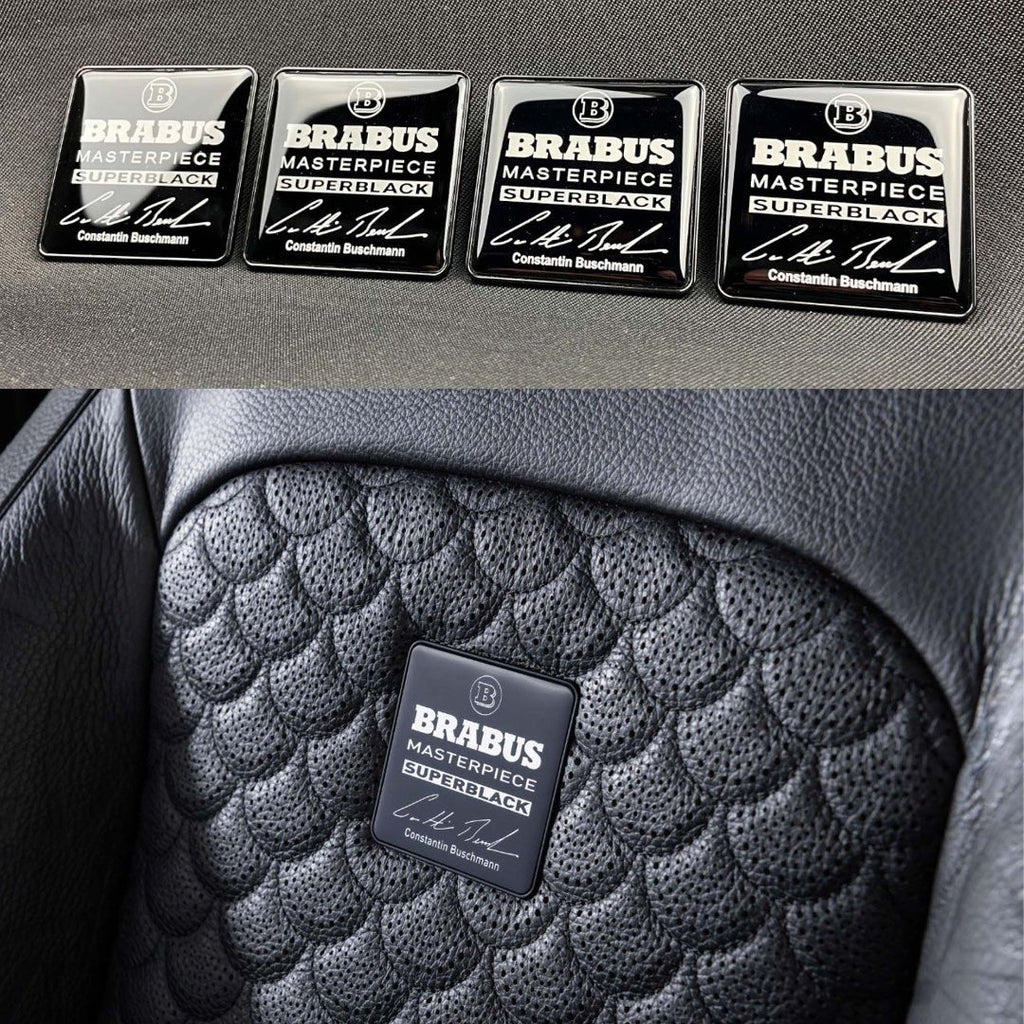 Für Mercedes Brabus Masterpiece Superblack Metallsitze Emblem Abzeichen Logo-Set 