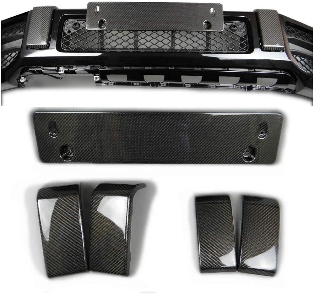 Front Bumper Carbon Fangs Number Plate add-ons Clips Brackets 5 pcs Set for Mercedes-Benz W463A W464 G63 G500 G-Wagon G-Class