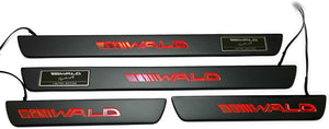 Mercedes-Benz Compatible with AMG C63 WALD Style W205 W204 W213 C Class Entrance mouldings LED Illuminated Door Sills Interior Trim Set 4 pcs Stainless Steel Black Matte red Sign