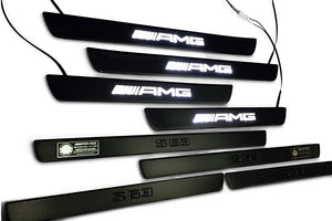 Mercedes-Benz Compatible with AMG W222 S222 S63 S500 S550 S65 S Class Entrance mouldings LED Illuminated Door Sills Interior Trim Set 8 pcs Stainless Steel Black Matte White Sign