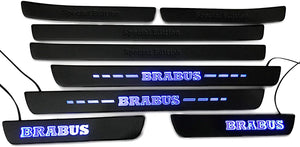 Mercedes-Benz Compatible with Brabus Style Special Edition W222 S222 S63 S500 S550 S65 S Class Entrance mouldings LED Illuminated Door Sills Interior Trim Set Stainless Steel Black Matte Blue Sign