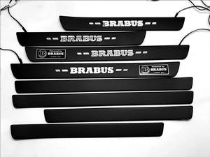 Mercedes-Benz Compatible with Brabus Style W222 S222 S63 S500 S550 S65 S Class Entrance mouldings LED Illuminated Door Sills Interior Trim Set 8 pcs Stainless Steel Black Matte White Sign