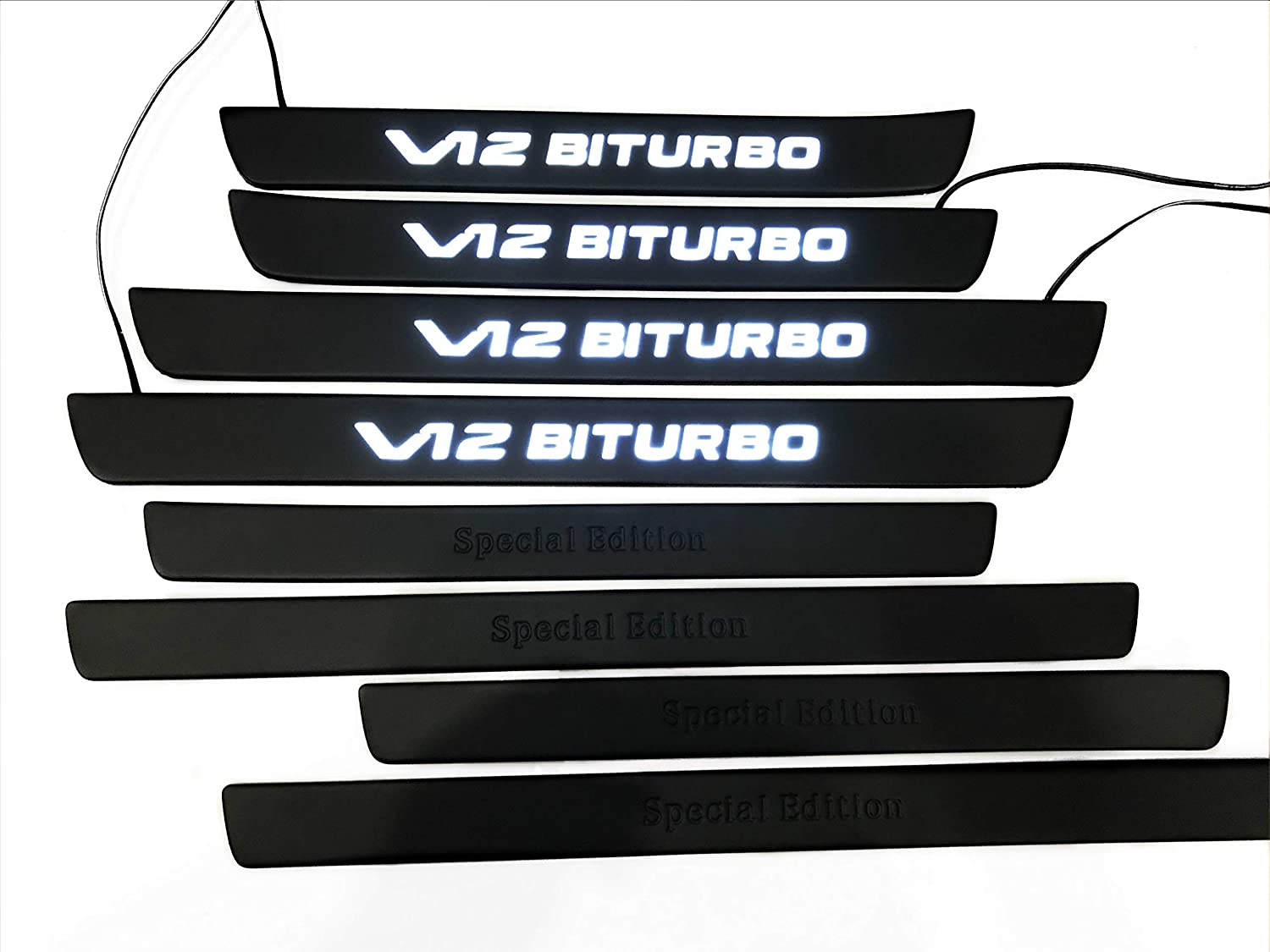 Mercedes-Benz Compatible with V12 Biturbo Special Edition W222 S222 S63 S500 S550 S65 S Class Entrance mouldings LED Illuminated Door Sills Interior Trim Set Stainless Steel Black Matte White Sign