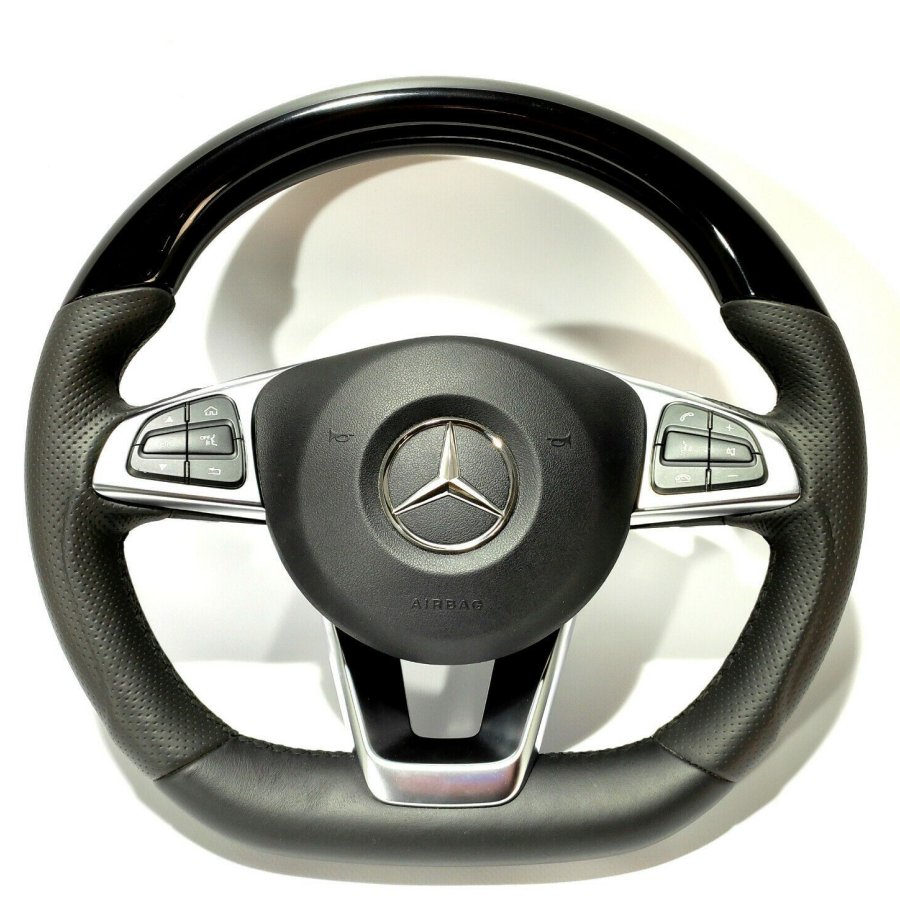 Mercedes-Benz Steering Wheel Piano Black Leather W205 C GLE GLC GLS GL Class
