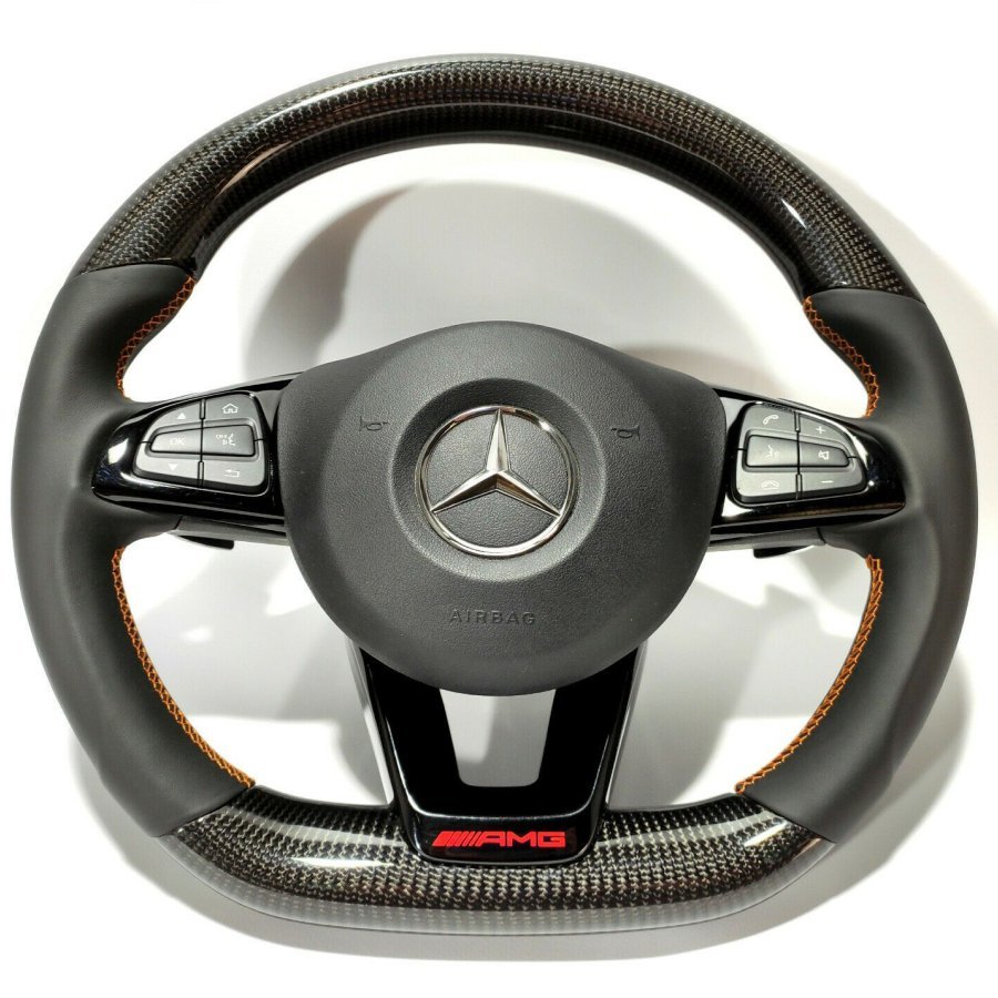 Mercedes-Benz W205 C GLE GLC GLS AMG pack Style Steering Wheel Carbon Leather