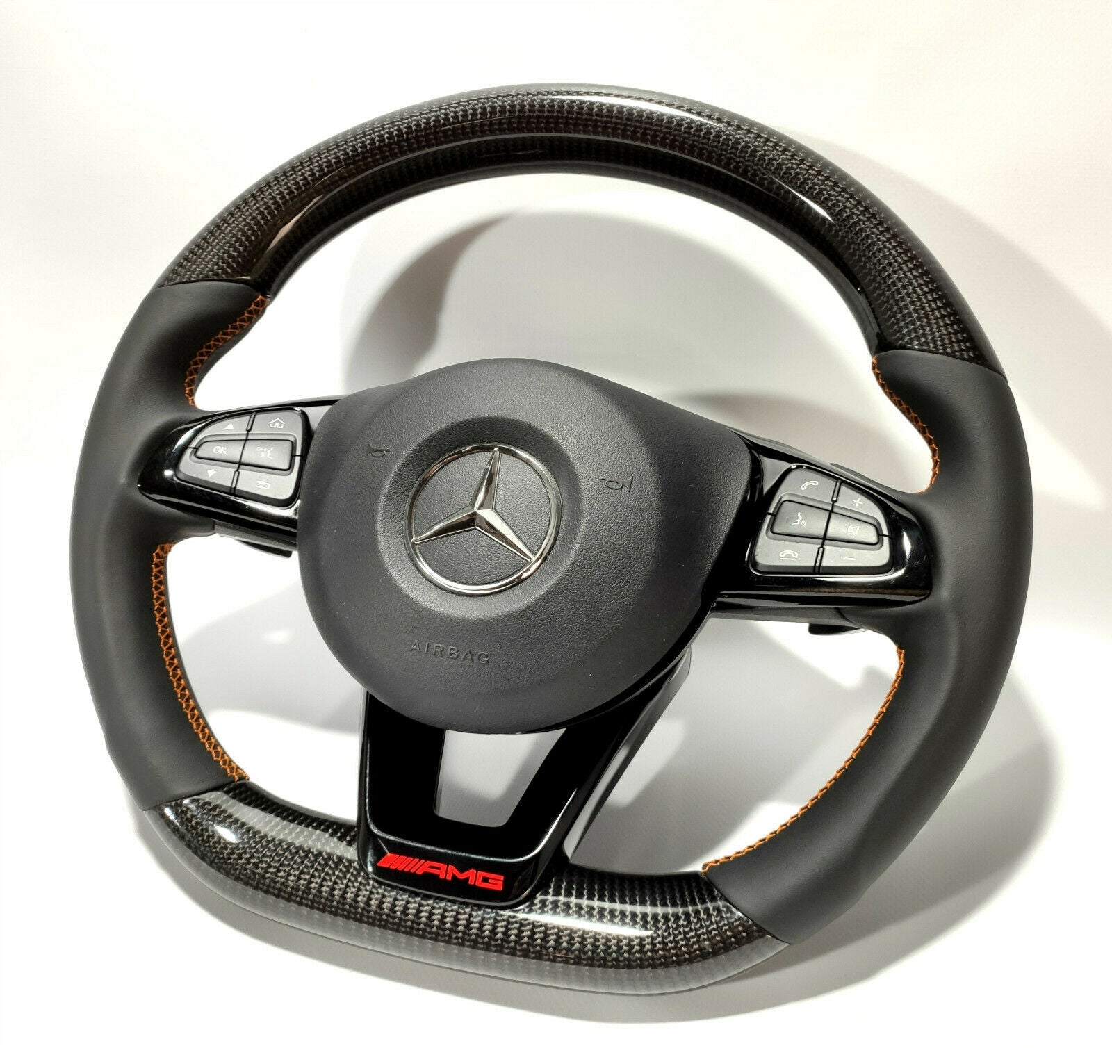Mercedes-Benz W205 C GLE GLC GLS AMG pack Style Steering Wheel Carbon Leather