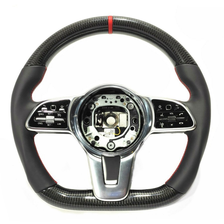 Mercedes-Benz W222 W463A G63 S-Class Steering Wheel Leather Carbon Red Stripe