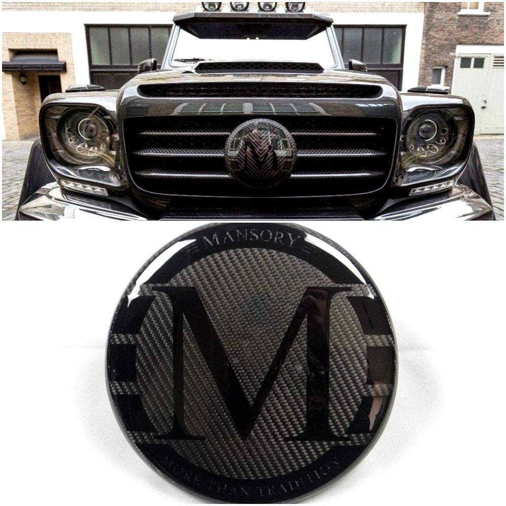 Mercedes-Benz W463 Clase G G-Wagon G63 G55 G500 parrilla delantera fibra de carbono estilo Mansory insignia emblema logo GRIS