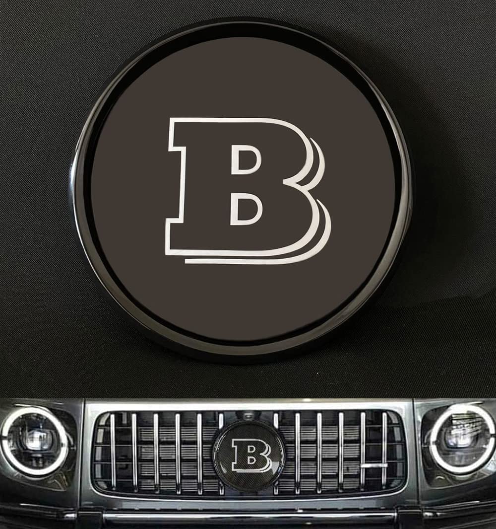 Silver BRABUS B 3D Car Front Grill Emblem Badge Fit W463 G550 G500 G63 G65