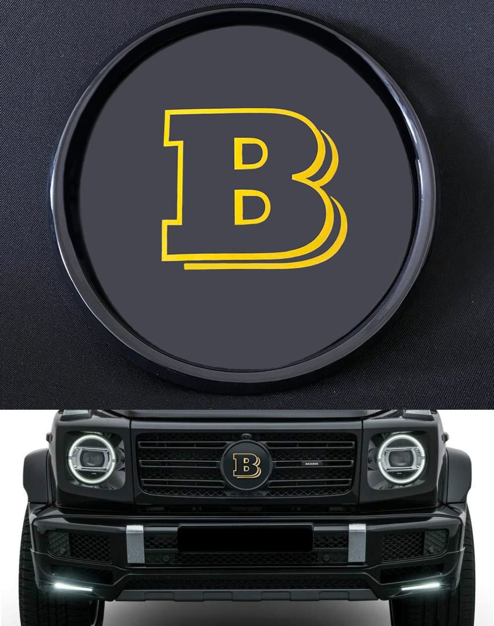 Mercedes-Benz W463A W464 G-Class G-Wagon G63 G500 front grille black gloss Brabus style badge logo emblem Golden