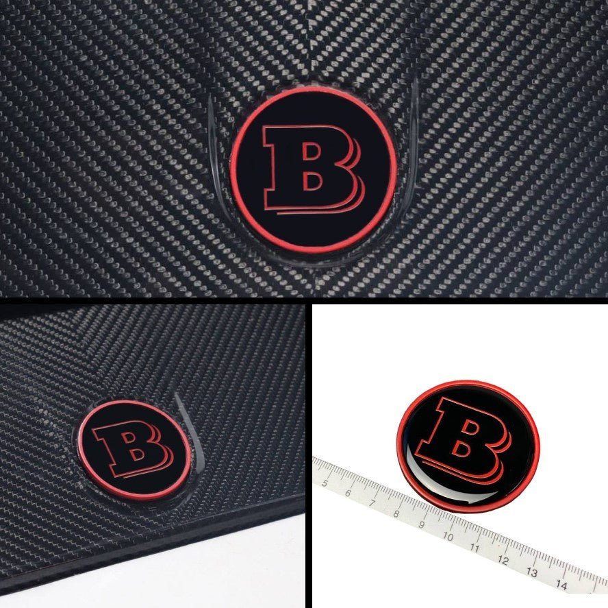 Metallic 2-component black with red Brabus badge logo emblem for hood scoop Mercedes-Benz W463 W463A W464 G-Class