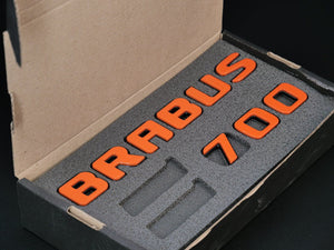 Metallic Black + Orange Brabus 700 emblems badges set for Mercedes-Benz G-Class W463 W463A W464