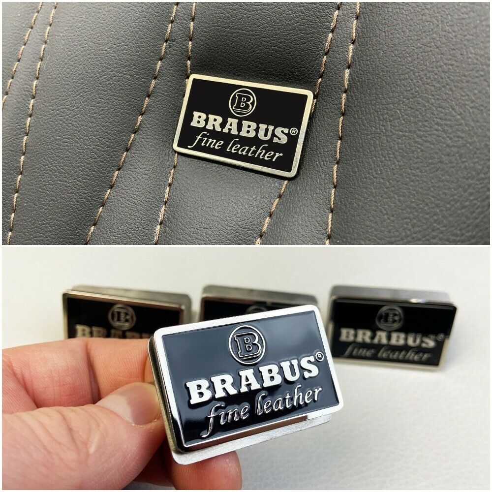 Metall-Brabus-Embleme aus feinem Leder, schwarze Sitze, Abzeichen, Logos, Set für Mercedes-Benz W463 W463A G-Klasse 