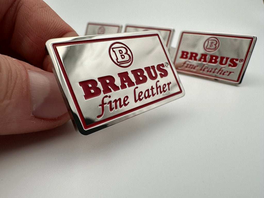 Metal Brabus Fine Leather silver red seats emblems badges logos set for Mercedes-Benz W463 W463A G-Class
