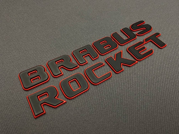 Metal Brabus ROCKET 900 RED + BLACK emblems badges set for