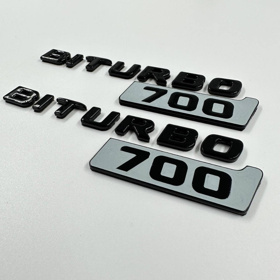 Metallic Gray Brabus 700 BITURBO Style Side Plate logo badges set for Mercedes-Benz W463A W464 G-Class