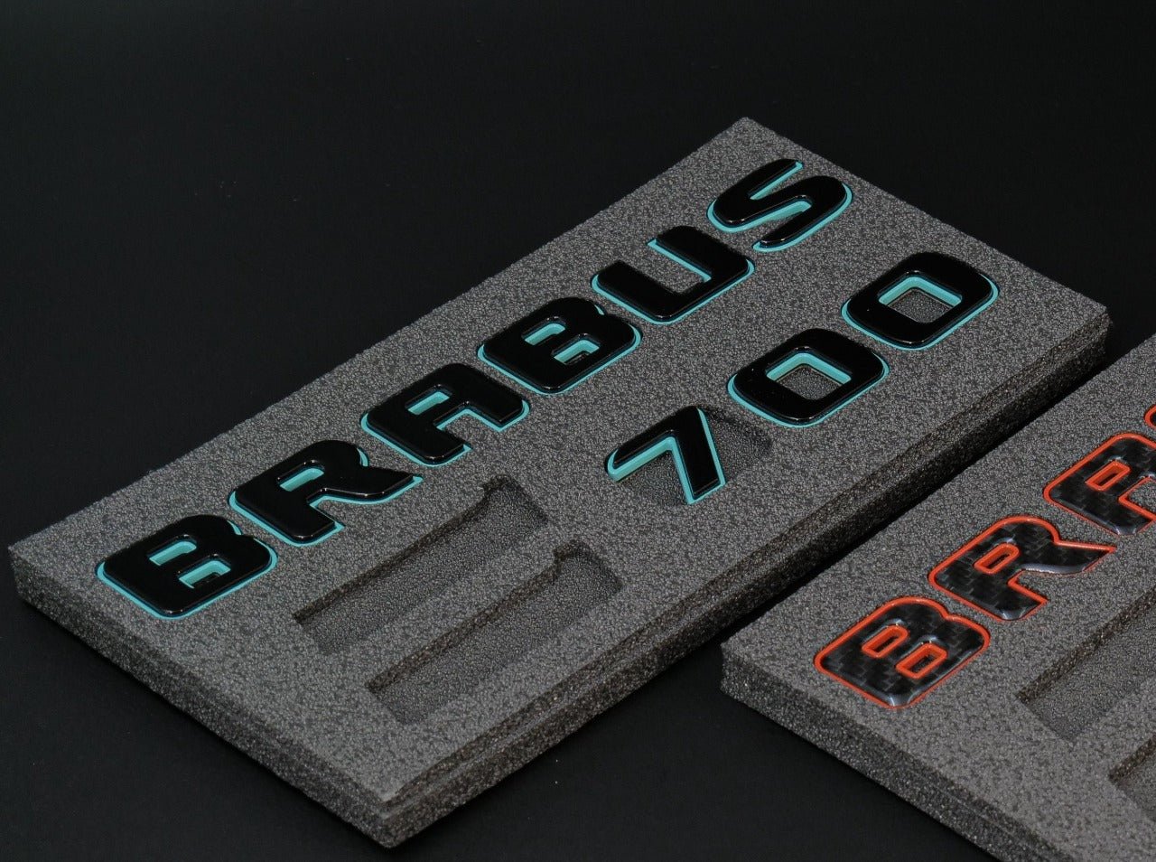 Metallic Tiffany + Black Brabus 700 emblems badges set for Mercedes-Benz G-Class W463 W463A W464