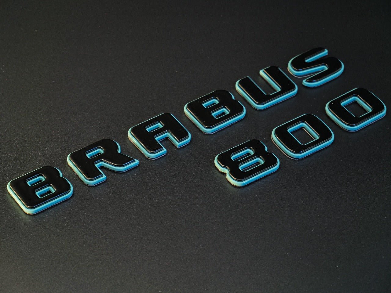 Metallic Tiffany + Black Brabus 800 emblems badges set for Mercedes-Benz G-Class W463 W463A W464