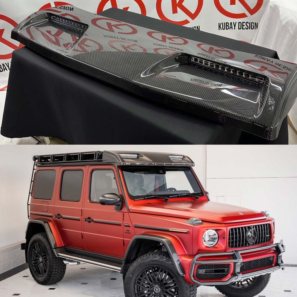 OEM Front roof carbon spoiler 4x4 with original LEDs for Mercedes W463A W464