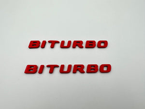 Red Metallic Brabus BITURBO Side logo badge set for Mercedes-Benz W463A W464 G-Class
