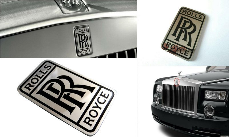 Emblema de insignia de acero cromado con adorno de Rolls Royce RR, diferentes tamaños